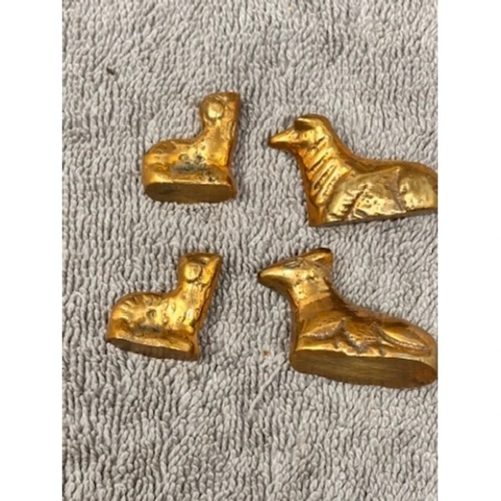 Vtg Miniature Brass Nativity Set Holy Family Christmas Hecho en Mexico